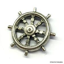 Ships Wheel Nautical Silver Pewter Brooch Gift UK Made Sailing Yacht Captain  picture