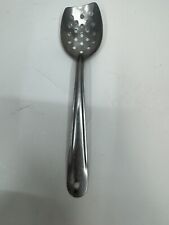 vintage metal stainless serving spoon angled slotted picture