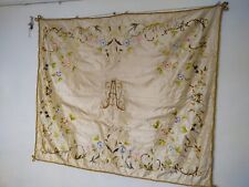 Antique amazing french silk embroidery textile fabric wall panel item599 picture
