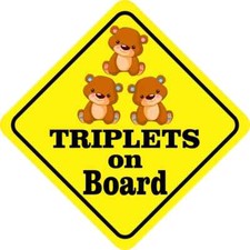 8x8 One Girl Two Boys Triplets on Board Magnet Car Truck Vehicle Magnetic Sign picture