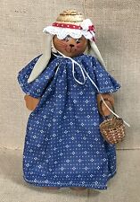Primitive Rustic Wood Country Bunny Rabbit Lady In Cottagecore Dress Decoration picture