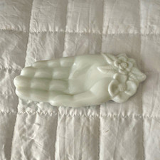 Avon White Ceramic Hand Shaped Trinket Vanity Tray with Floral Design picture