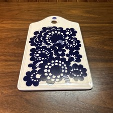 Vintage Arabia Finland Esteri Tomula Blue White Porcelain Cheese Board Platter picture