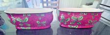 Set of 2 Holiday Ceramic Planters – 11” x 5” – Holly & Berries – Oval Centerpiec picture
