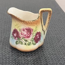 VINTAGE CREAMER SYRUP CABINET PITCHER LOVELY RED YELLOW ROSES ART NOUVEAU picture