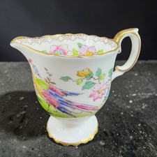 Crown Staffordshire Bird of Paradise Fine Bone China Creamer Gold Trim Small VTG picture