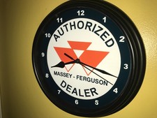 Massey Ferguson AuthDealer Farm Tractor Barn Garage Man Cave Clock Retro Sign picture