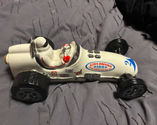 Ezra Brooks Indy 500 Race Car Bourbon Decanter, White/Black/Blue/Red 1977 picture