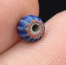 RARE 7 LAYER 1590s CHEVRON FUR TRADE BEAD-PA ARTIFACT-NY-FACTORY HOLLOW-IROQUOIS picture