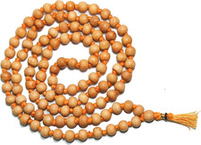 8MM TULSI HOLY BASIL PRAYER BEADS JAPA MALA NECKLACE HAND KNOTTED. KARMA (108+1) picture