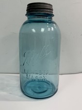 Rare 1910-1923 Antique Blue Aqua Ball Perfect Mason jar 9