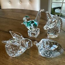 Lot of 4 Clear Glass Figurines Paperweights Crowning Touch, ROC, ICE, Unbranded picture