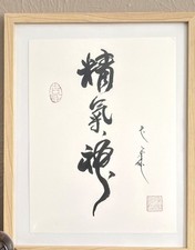 Original Manchu Calligraphy Vitality Wall Art Handpainted Framed 11x14 Rare Gift picture