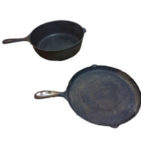 Rare Pair PREPD Cast Iron Skillet Set 10