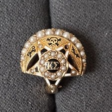 Antique 14k Yellow Gold Kappa Sigma Fraternity Pin w/Seeds Pearls (Missing One) picture