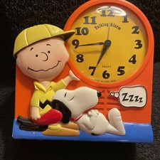 1974 Rare Janex Peanuts Charlie Brown Snoopy Alarm Clock Vintage Kid Toy Love picture