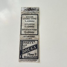 Finney's For Drugs Prescriptions Bismarck ND Vintage Matchbook Cover TMB93-4 picture