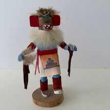Vintage 1996 Signed RB Arizona Kachina Doll Handcrafted Blue Red Wood Base picture