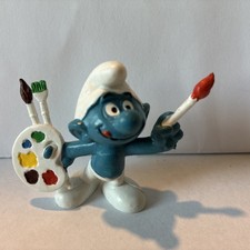 1977 Artist Smurf  - Vintage Bully Peyo #20089 Painter Palette W Germany Brush L picture