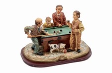 Vintage Italian Billiard Game Figurine - Capodimonte Style Pool Table Scene with picture