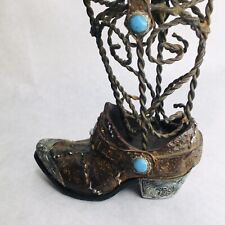 Metal and Resin Cowboy Boot Pen & Pencil Holder Desk Accessory picture
