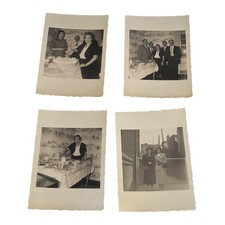 Vintage Italian American 60th Birthday Party Photos 4pc 2.5x3.5 B&W Original picture