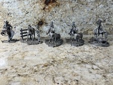 5 Vintage Western Cowboy Pewter Sculptures Figurines-Hy Levens Heritage Pewter picture