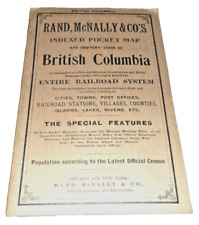 1907 RAND McNALLY BRITISH COLUMBIA FULL COLOR ALBERTA ENTIRE RAILROAD SYSTEM MAP picture