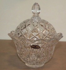DePlomb Lead Crystal Covered Bowl Candy Dish 7.5 In Made in USA picture