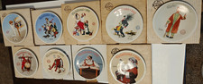 LOT OF 9 VINTAGE NORMAN ROCKWELL CHRISTMAS PLATES W/COA's & BOXES 1990-1999 picture