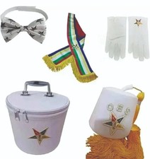 Order of the Eastern Star OES Off White Fez Hat Regalia Set All Sizes picture