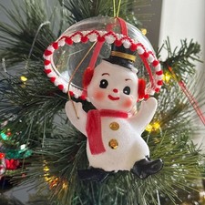 1950s Shiny Bright Snowman With Umbrella picture