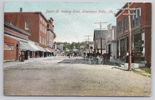 Depot Street Looking East Horse Carriages Livermore Falls Maine ME 1911 Postcard picture