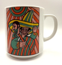 1969 Vintage Fiesta Del Monte Advertising Campaign Mug-Mexican Art Scarce White picture