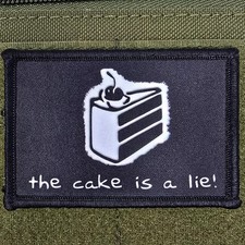 The Cake Is A Lie Portal Patch Moral Tactical Gamer Army USA Hook & Loop 3x2 picture