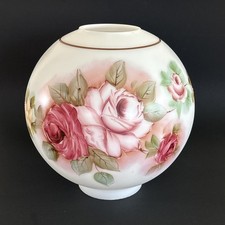 Vintage 10” Pink Rose Round Ball Globe Hurricane Glass Lamp Shade 4” Fitter picture