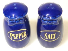 Vintage Cobalt Blue Salt and Pepper Shakers Gold Trim Great Rustic Vrbo decor picture