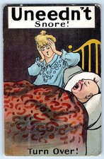 c1910's Uneedn't Snore Turn Over Man Sleeping And Snoring Antique Postcard picture