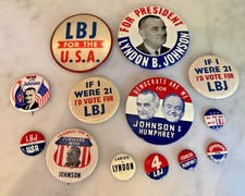 Vintage LBJ Lyndon Johnson Campaign Button Lot Vari-Vue Johnson Humphrey 1964 13 picture