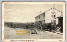 C.1910 FORT RILEY, KS KANSAS CAMP FUNSTON PAYROLL LINE MOTORCYCLE Postcard Q13 picture