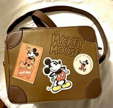 LOUNGEFLY DISNEY VTGE-MICKEY MOUSE CROSSBODY BROWN HANDBAG PURSE NWOT-MAKE OFFER picture