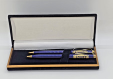 Lowe's Pen & Pencil Set Blue & Chrome in Hard  Velvet Case Blue Ink in Pen picture