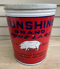Vtg SUNSHINE Lard TIN CAN 8 Pounds ALBUQUERQUE New Mexico picture