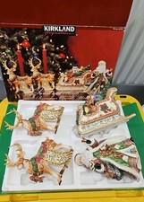 Kirkland Signature Santa and Sleigh and Reindeer Candle Holders - 4 Pc Pre-owned picture