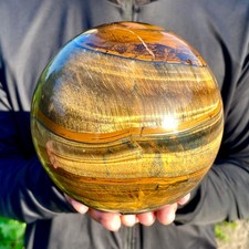 7.03LB Natural Large Gold Tiger’s Eye Stone Quartz Crystal Sphere Specimen Reiki picture