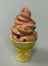 VTG Ceramic Ice Cream Cone Trinket Jar 7” picture