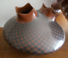 Lovely  Checkered Double Spout Olla, signed by Olga Quezada of Mata Ortiz picture