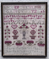 Antique Alphabet Needlework  Sampler  by Mary Dalton 1827 framed  Victorian picture