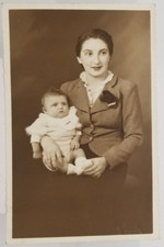 Real Photo Woman Holding Child Baby Vintage c1934 RPPC Postcard picture