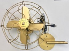 Vintage Style Royal Navy London Brass Gold Wall Mount Electric Fan 4 Blade picture